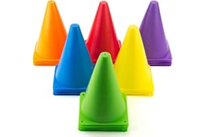 Faswin 30 Pack 7 Inch Plastic Traffic Cones, Sport Training Agility Field Marker Cone for Soccer, Skating, Football, Basketba