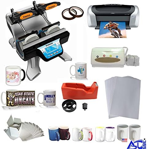 Double Station Mug Heat Press Machine with Epson C88 Printer CISS Two-Tone Sublimation Mug Startup Kit