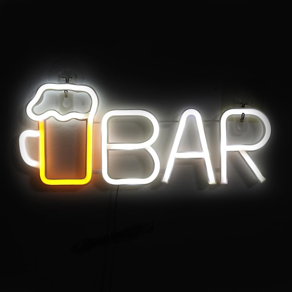 GUOCHENG Neon BAR Sign Pony-Size Led Illuminated Bar Letter Lights Pub BAR Sign Light Up Neon Beer Lamps– Lighted Home Bar Decor(S-Cold)
