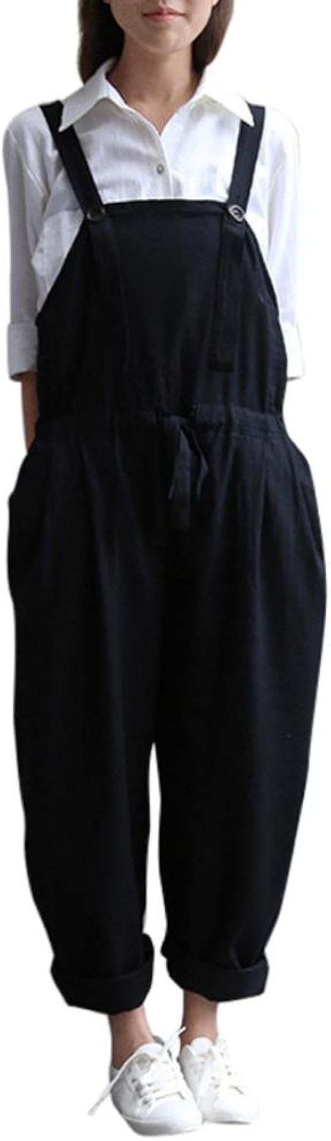 oversized linen dungarees