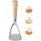 Brigii Potato Masher, Aluminum Alloy Potato Ricer, Wooden Handle Press | Food-grade aluminum alloy, non-stick coating, dual a