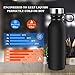 Thermoflask, Eccomum 20 oz Vacuum flask, 18/8 Stainless Steel Double Wall Water Bottle, Insulated, BPA Free, Lightweight, Leak Proof, Wide Mouth with Finger Belt, Finger-Print Free Texture - Black