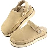 qiqwime Platform Clogs for Women, Burkens Clogs for Women with Memory Foam, Adjustable Straps Slip on Shoes Womens, Non-Slip Clog with Back Strap, Warm Women's Potato Shoes