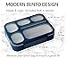 Bento Lunch Box Kids, Leakproof Lunch Containers for Boys Girls Adults with 6 Compartments - School, Daycare, Meal Planning Portion Control Container, BPA-Free Boxes, Utensils, Navy Blue
