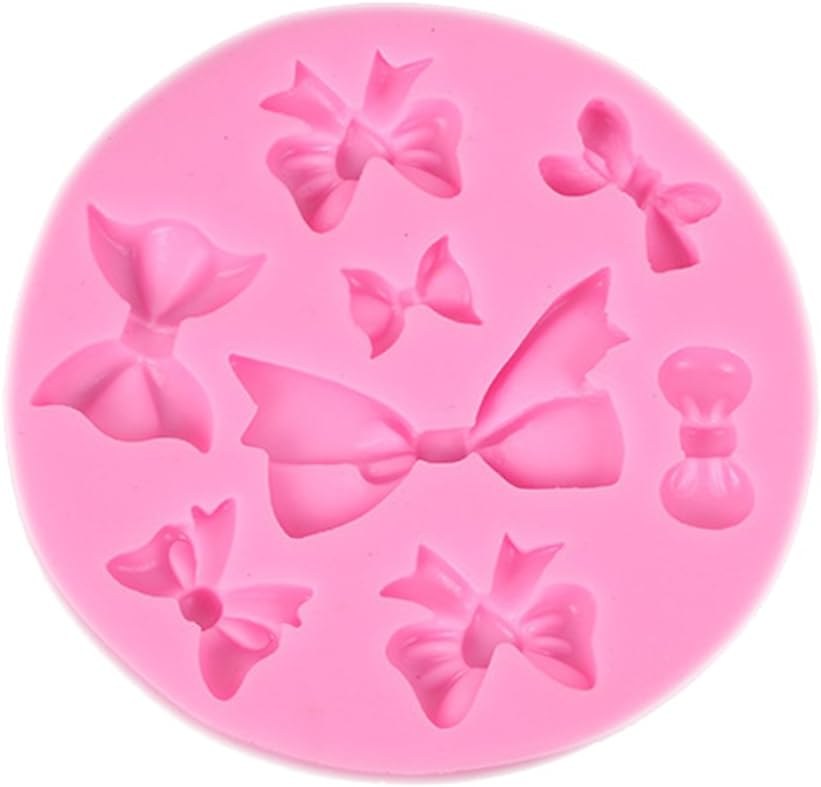 Moolila DIY Round Silicone Cake Mould Bow Soap Mold for Baking Chocolate Jelly Pudding and Fondant 8 * 0.9cm