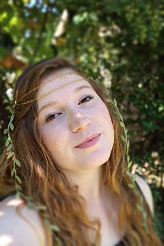 Breena Crown/ Green Gold Leaf/ Crochet Headband (Celtic, Gypsy, Boho, Goddess, Festival, Fae, Fantasy, Renaissance, Costume, EDM, New Age, New Year, Greek)