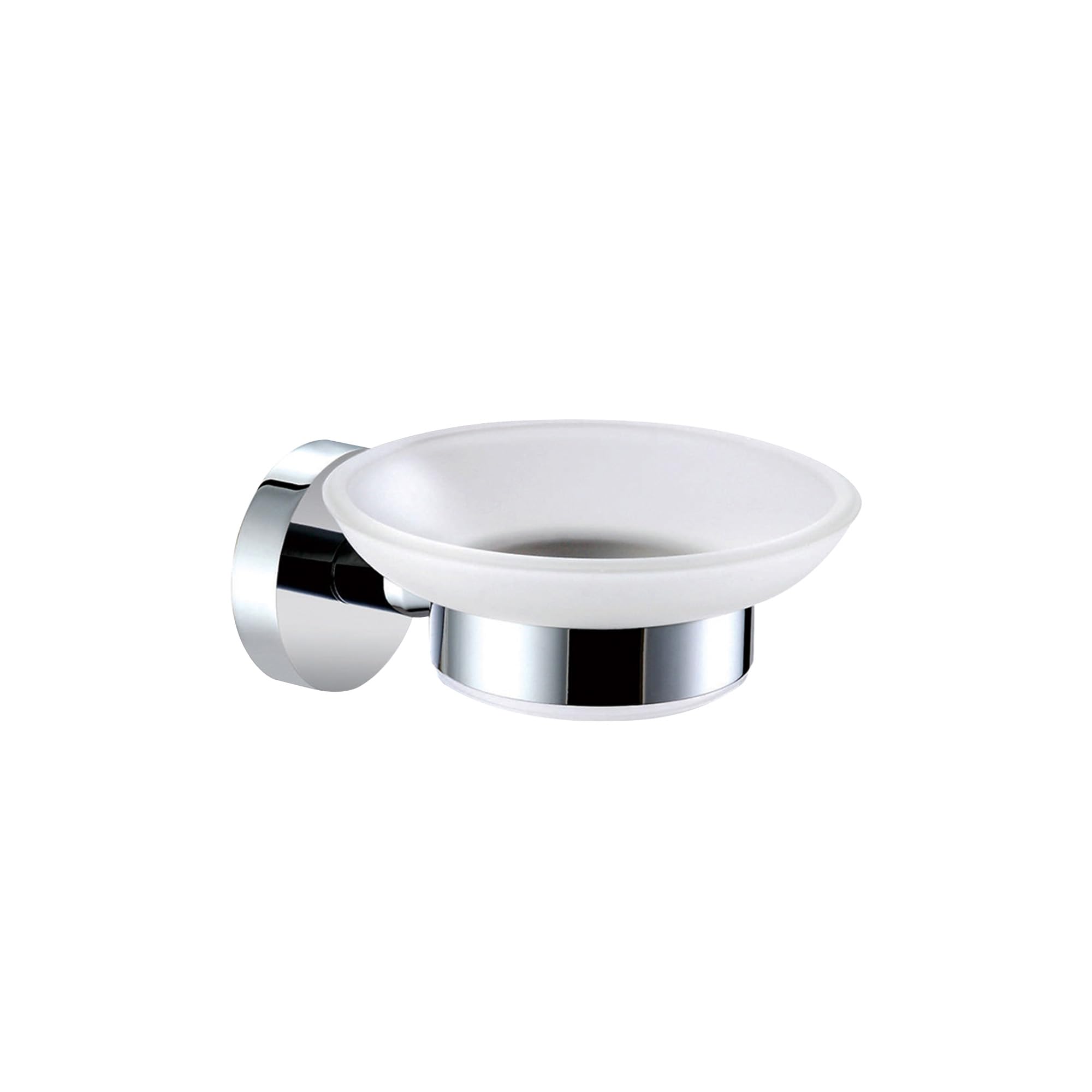 Round Soap Dish Holder Wall Mounted Bathroom Glass Holder Stainless Steel 18/10, Polished Finish