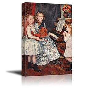 Young Girls at The Piano by Pierre-Auguste Renoir - Canvas Print Wall Art Famous Painting Reproduction - 12" x 18"