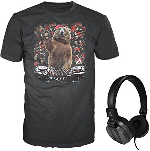 Grizzly Bear DJ Men's Graphic T-Shirt and Premium Headphones Music Lovers Value Pack Gift Set