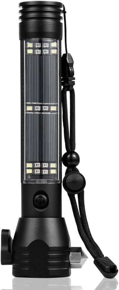 Rechargeable Tactical Flashlights Solar Powered, Super Bright, Magnetic(18650 Battery Included), Multi Function, Emergency Flashlights for Camping/Car Driving/Hiking