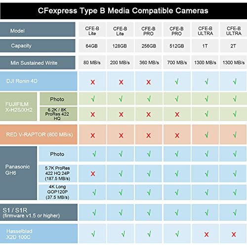 PERGEAR CFE-B Ultra 1T CFexpress Type-B Memory Card Steady sustained ...