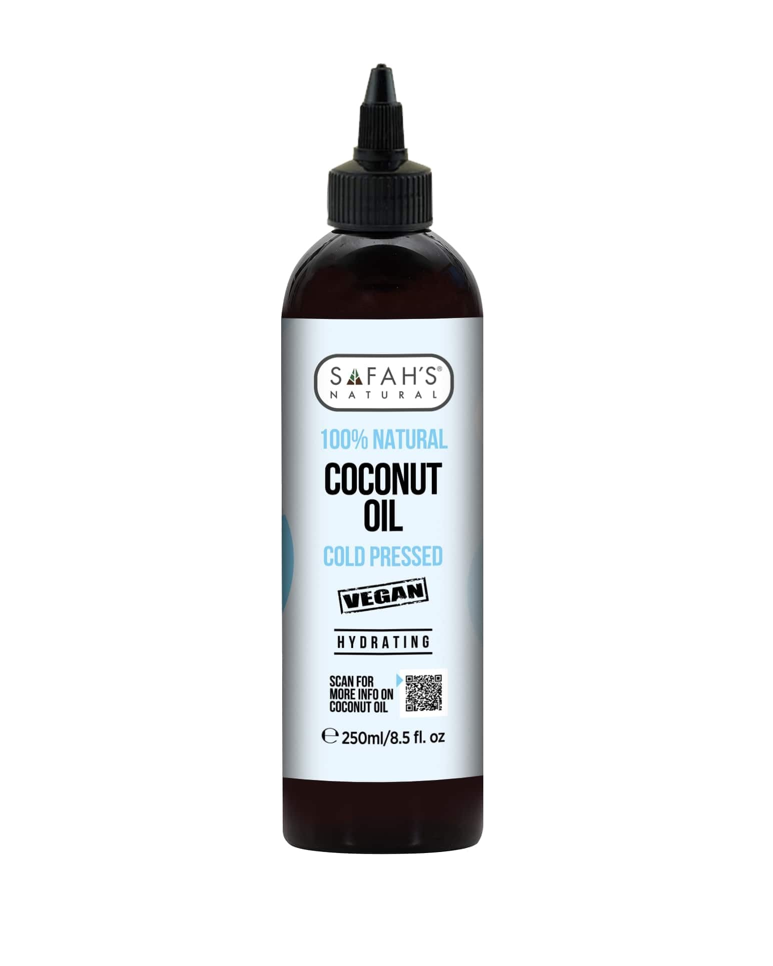 Safah’s Natural - Coconut Oil for Hair, Body, and Baby Skin - Cold-Pressed, 100% Natural Moisturiser 250ml