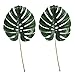 HUAESIN Palm Leaves 2pcs Artificial Fuax Palm Leaves Decorations with Stems Monstera Leaves Tropical Plant for Birthday Jungle Beach Party Wedding Hawaiian Green