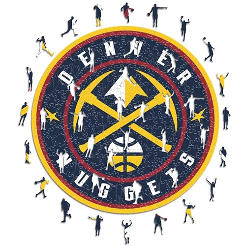 Iconic Puzzles - Denver Nuggets, Logo, Wooden Puzzle officially licensed NBA, 100% sustainable, size S, 150 Pcs