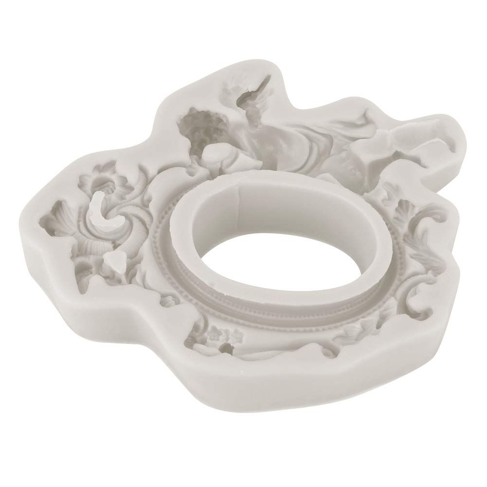 Fondant Frame Mould, European Angel Photo Frame DIY Silicone Mold Kitchen Fondant Chocolate Mould Cake Baking Decor Tool(#2)