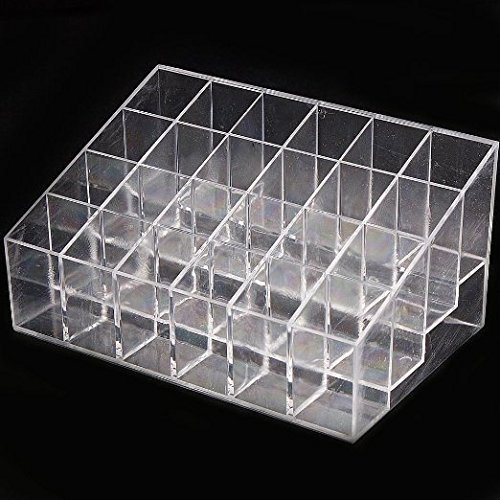 Onwon Transparent Cosmetic Makeup Organizer Clear 24 Lattices Lipsticks Cosmetic Lotion Makeup Organizer Storage Display Holder Stand