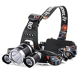 Boruit 6000 Lumens CREE XM-L T6 + 2xR5 LED Headlamp Torch Headlight 2x Charger
