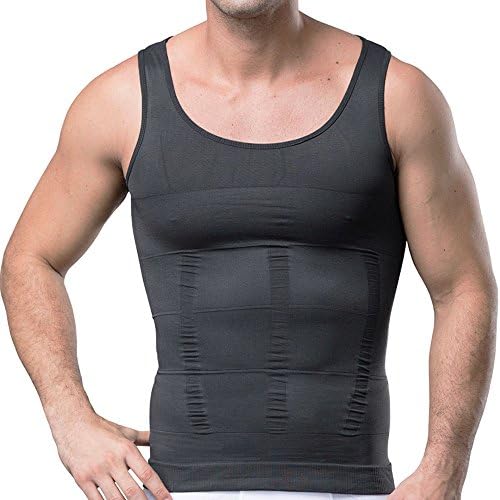 GSKS Mens Body Shaper Undergarment Compression Shirt Elastic Vest Slimming Undershirt Slim Shapewear