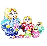 Leegoal New 10pcs Beautiful Wooden Russian Nesting Wishing Dolls Matryoshk Traditional