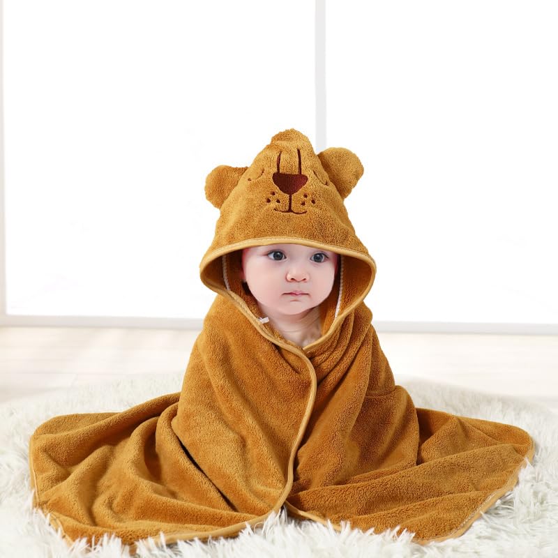 Photo 1 of Gucilulu Hooded Baby Towel - Premium Soft Bath Towel for Baby, Newborn,Infant - Ultra Absorbent,Natural Baby Stuff Towel, Soft Coral Velvet Coral Fleece Bath Towel for Boys and Girls?Lion King?