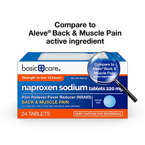 Amazon Basic Care Back & Muscle Pain Naproxen Sodium Tablets, 220 Mg, 24 Count (Pack of 1)