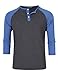 Men 3 Button Placket Crew Neck Long Sleeve Raglan Baseball Jersey Henley T Shirt (M, Blue) s