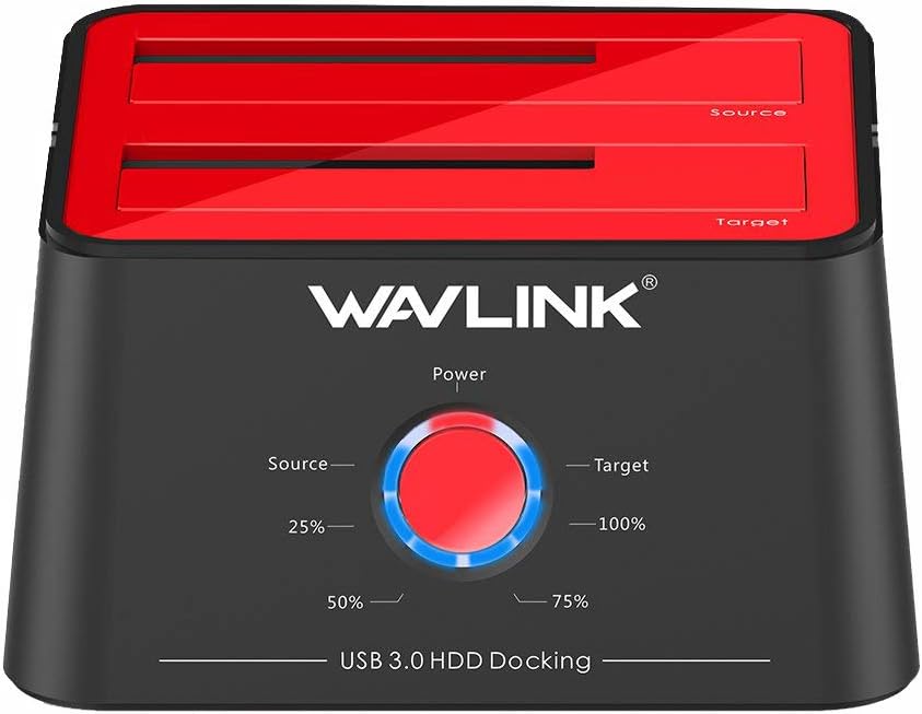 WAVLINK USB 3.0 to SATA I/II/III Dual-Bay External Hard Drive Docking Station for 2.5/3.5 Inch HDD/SSD with UASP(6Gbps) /Offline Clone Duplicator Function (2x16TB)