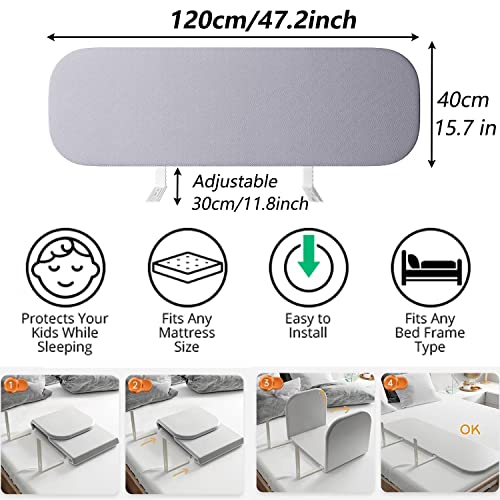 Foldable Crib Rail Guard,Toddler Bed Rails Guard,Universal Baby & Children Bed Rail,Upgrade Reinforced Safety Bed Fence Protector Rail for Cribs, Twin, Double, Full Size Queen & King Bed (47 Inch)