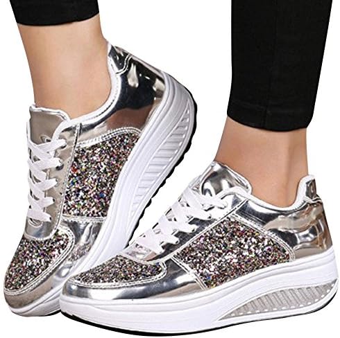Clearnce Sale! Women's Sport Shoes LuluZanm Fashion Ladies Wedges Sneakers Sequins Shake Fashion Girls Shoes