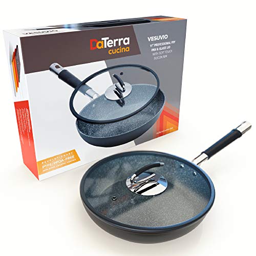 [UPGRADED] Ceramic Pan with Natural Nonstick Coating | Cook Effortlessly on Glasstop, Electric & Propane Stoves with No PTFE, Cadmium, Lead or PFOA Chemicals | Lid Included- By DaTerra Cucina
