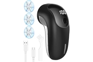 Rechargeable Fabric Shaver, [Highly Efficient] Homtronics Lint Remover with 3 Stainless Steel 6-Leaf Blades, 3 Speeds, Lint S