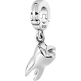 Bolenvi Dangling Tooth Molar Dentist Dangle Pendant, 925 Sterling Silver Charms, Compatible with Charm Bracelets & Necklaces