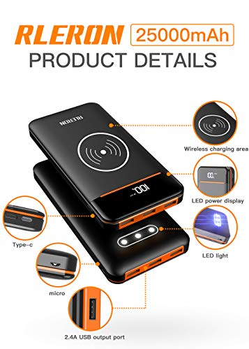 image for RLERON Wireless Portable Charger 25000mAh Power Bank with Digital Disp