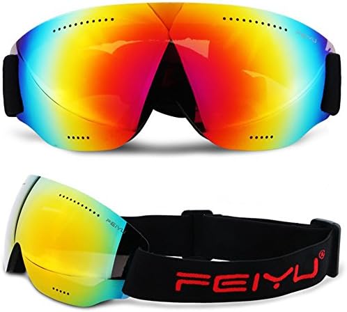 Hencu Ski Goggles Spherical Snow Snowboard Goggles for Kids Boys Girls Men Women Youth Anti Fog 100% UV Protection (Red)