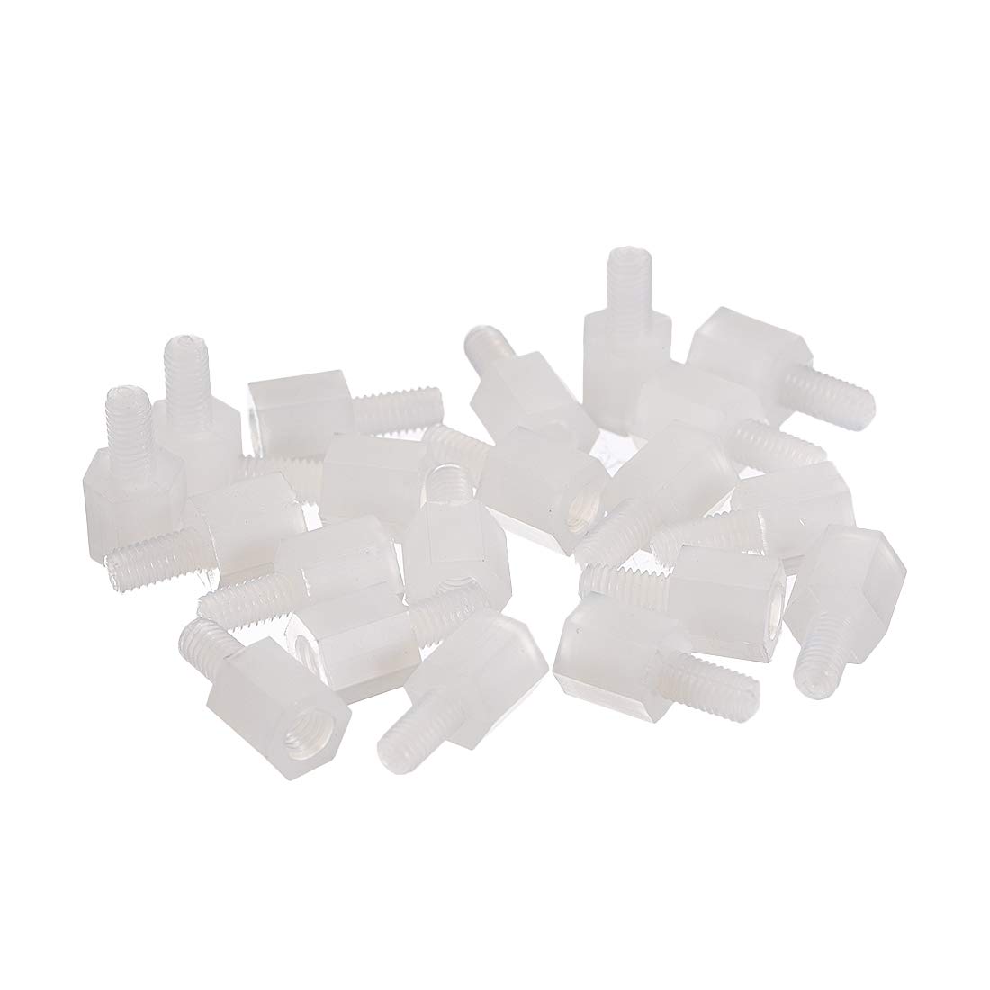sourcing map M3 6+6mm F/M Nylon Hex Standoff Spacer Screws PCB Pillar White 20 Pcs