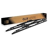 Clix Wipers Windshield Wiper Blades - 16" + 16" Conventional Steel Frame Set of 2, All-Weather Universal Fit, J-Hook &amp; Pin Arms, Easy Install