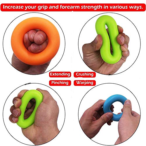 Xzyppci Hand Grip Strengthener, Finger Exerciser,Finger Stretcher Relaxation and Rock Climbing(6PCS)
