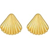 Seashell Gold/Silver Earrings Chunky Gold Hoop Earrings for Women Lightweight Seashell Stud Earrings Fashion Jewelry Summer Beach Ocean Jewelry Gift