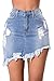 Ermonn Womens High Waist Distressed Ripped Short Denim Jean Skirt Package Hip Mini Skirts