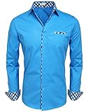 HOTOUCH Men's Guess Clothing Fitted Shirts Lake Blue L