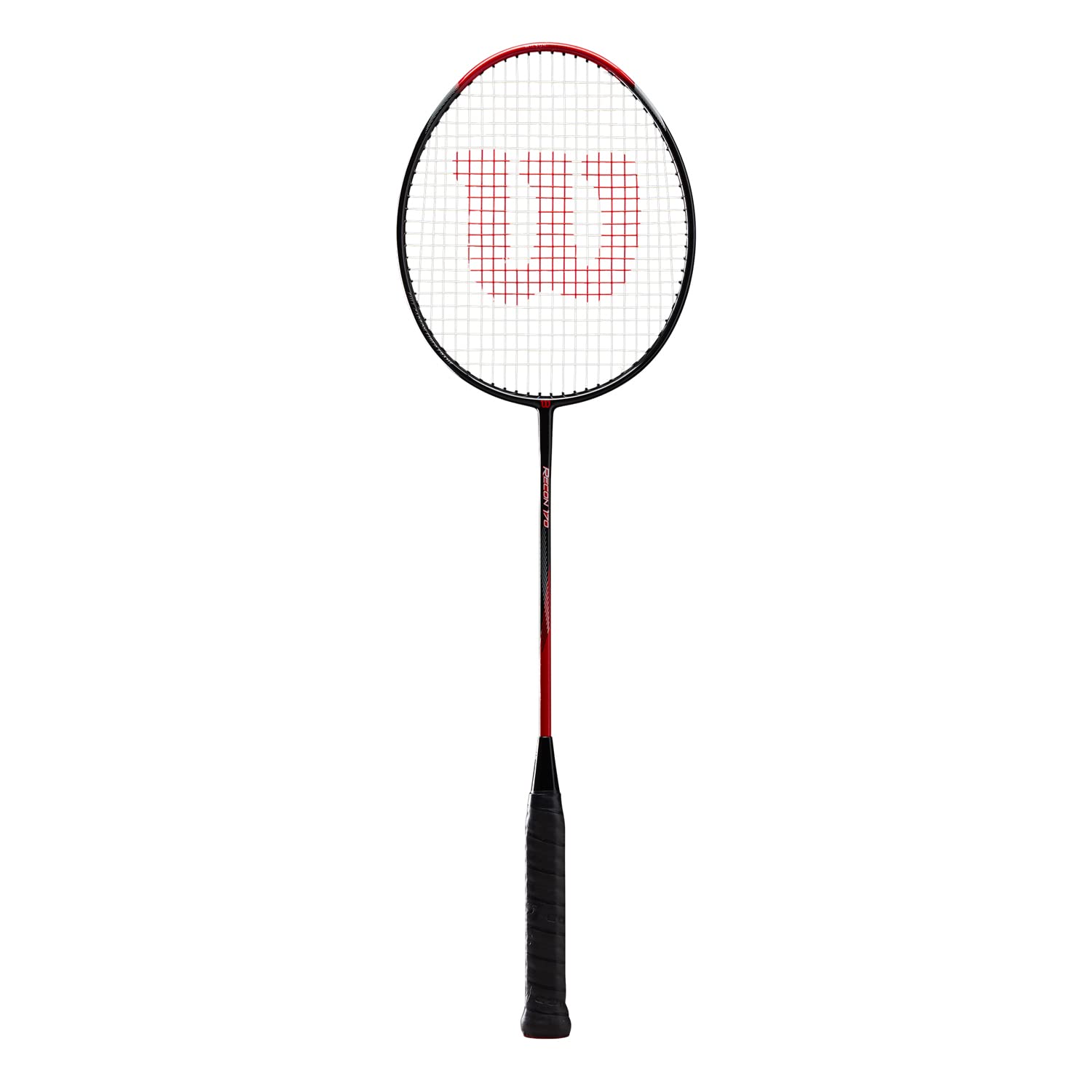 Wilson Recon 370 Badminton Racket, Grip Strength 6, Head Heavy Balance, Carbon Fibre, Black/Red/Gold
