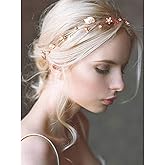 Yean Bride Wedding Hair Vine Headband Gold Leaf Bridal Accessories for Women (Rose Gold)