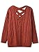 Choies Women Orange V-Neck Cable Knit Lace Up Open V Back Loose Tops Pullover Sweater