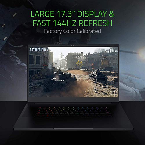 Razer Blade Pro 17 Gaming Laptop 2019 - Intel Core i7- 9750H 6 Core, GeForce RTX 2060, 17.3" FHD 1080P 144Hz, 16GB RAM, 512GB SSD, CNC Aluminum, Chroma RGB Lighting, Thunderbolt 3 Compatible (Renewed)