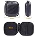 SUNGUY [2-Pack] Black Snakeskin Square Carrying Cases with Internal Mesh Pocket for iPod MP3 Earphone Bluetooth Headset Headphone Parts and Accessories Charging Cable (Black)