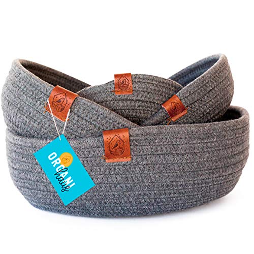 OrganiHaus 4Pack Small Rope Basket Tray Round Tray Baskets for Home