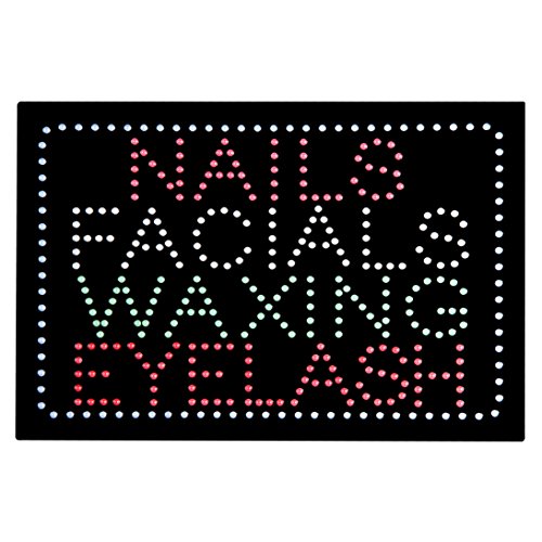 LED Nails Facial Waxing Eyelash Open Light Sign Super Bright Electric Advertising Display Board for Eyelash Extension Business Shop Store Window Bedroom 24 x 15 inches