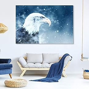 Canvas Wall Art for Living Room,Bedroom Home Artwork Paintings Snow Mountain Forest Eagle Ready to Hang - 12x18 inches