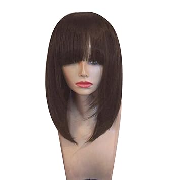 Amazon Com Charming Straight Bangs Shoulder Length Wig Women
