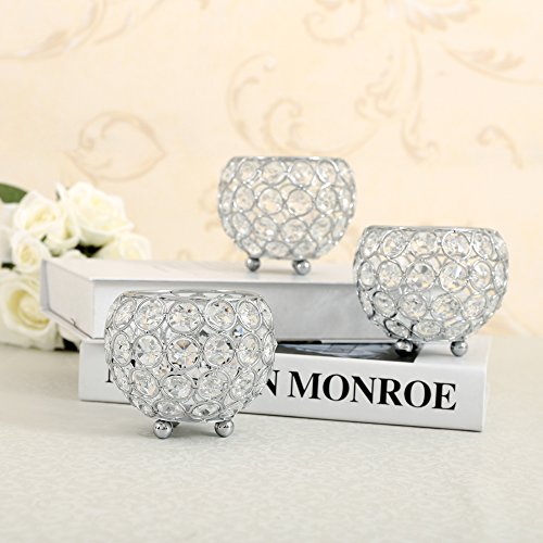 VINCIGANT Silver Crystal Bowl Candle Holders for Aromatherapy, Weddings